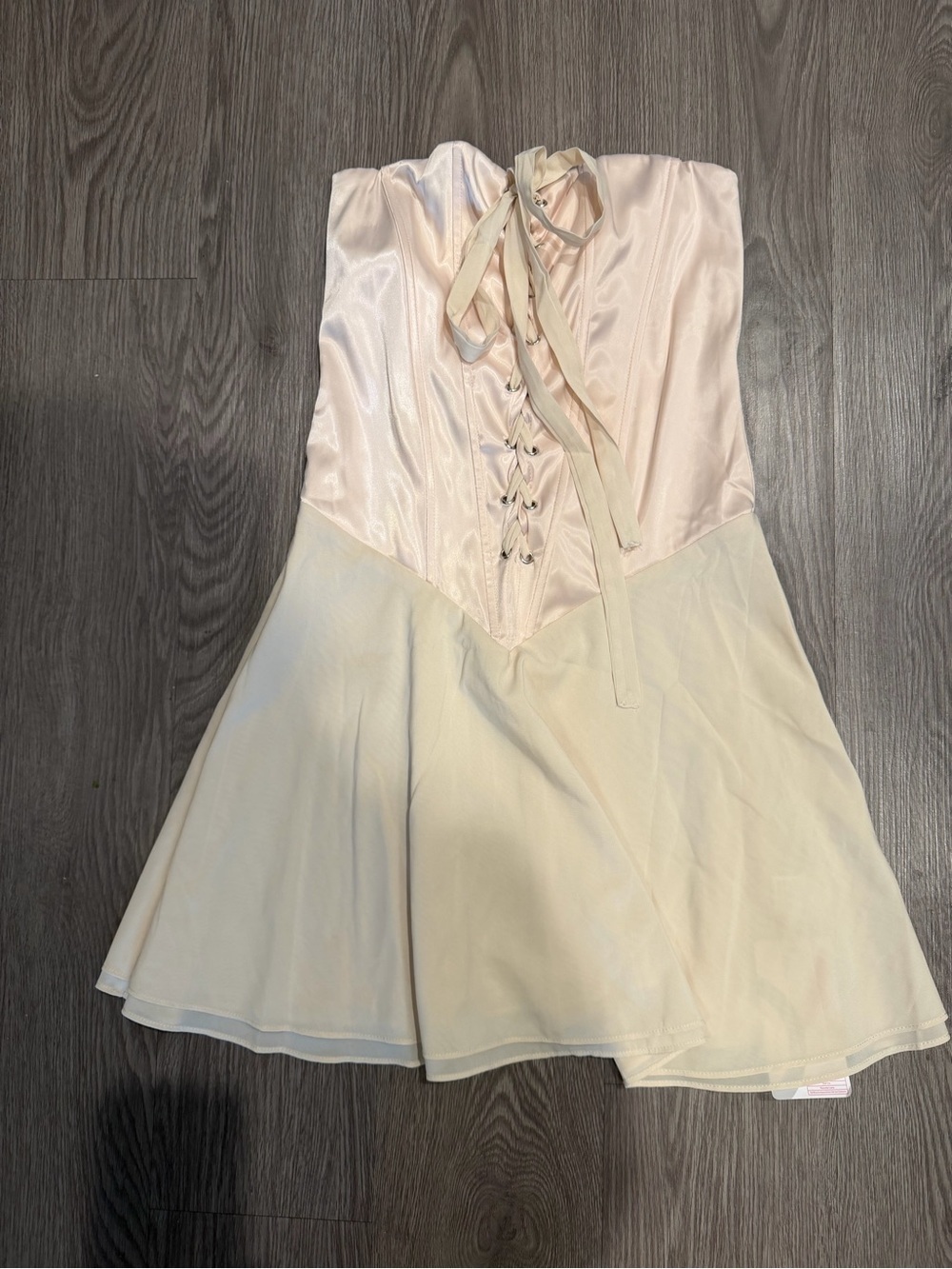 NWT Parthea Strapless Satin Corset Dress in Blush and Cream size XS
